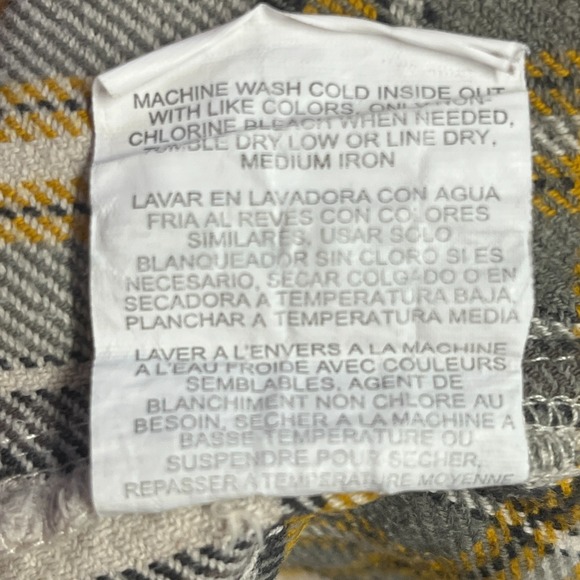 Lee Mens L Plaid Flannel Button Down Shirt Ivory Yellow Black Cotton Casual - Picture 11 of 11